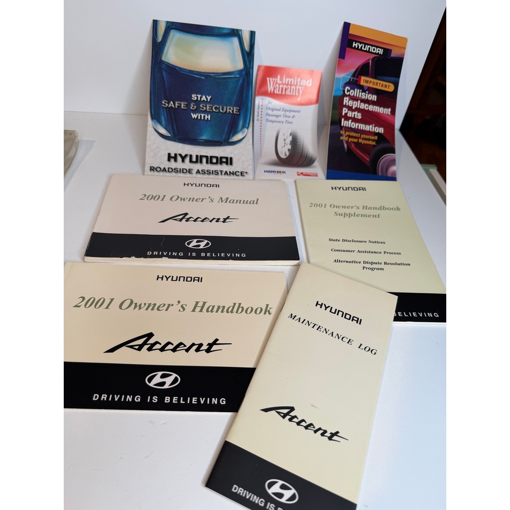 VTG 2001 Hyundai Accent OEM Owners Manual Complete Glove Box Literature Set